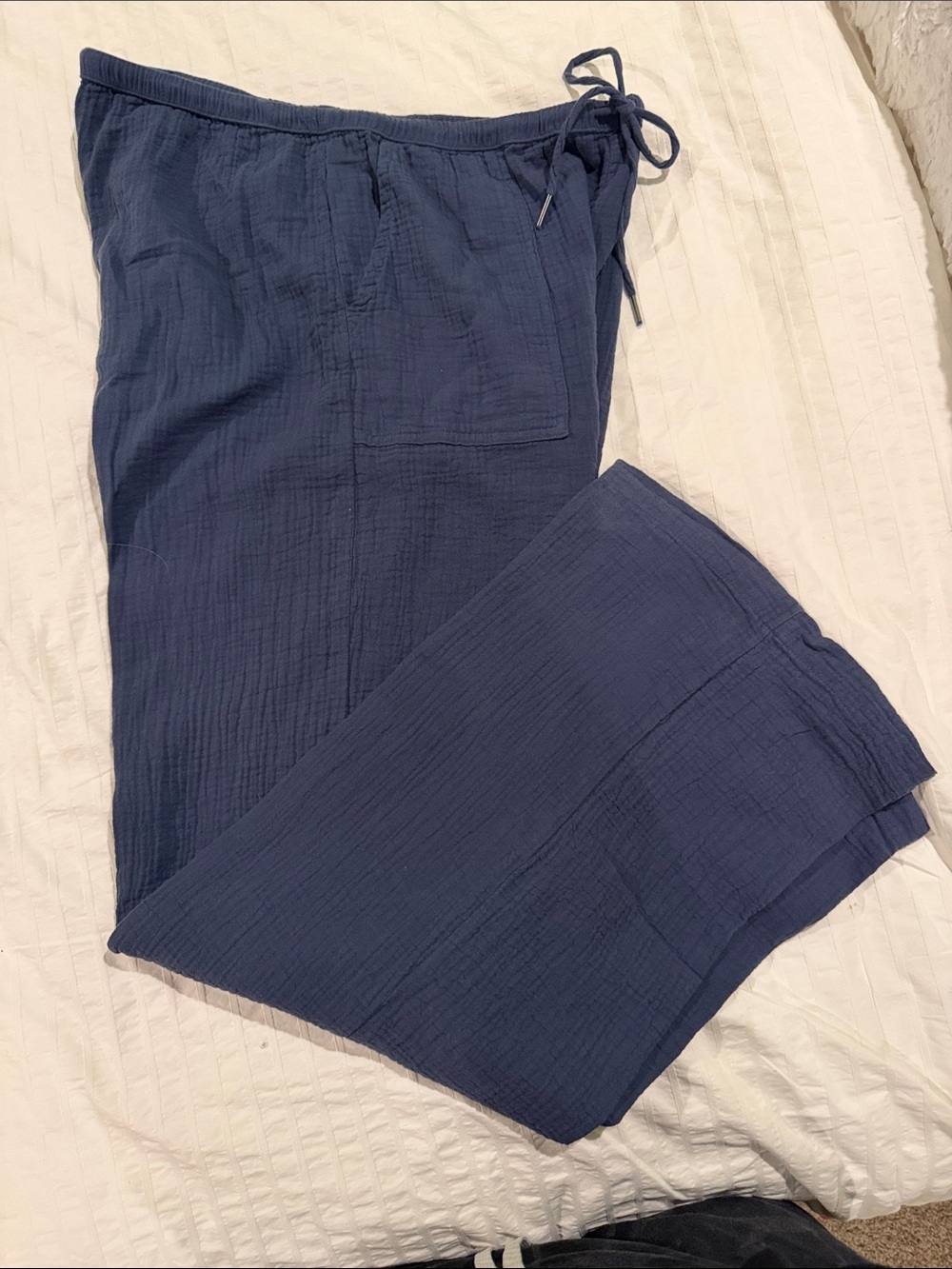 bobi Navy Blue Cotton Drawstring Joggers